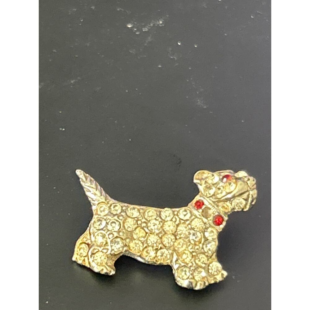Scottie Dog Brooch with Rhinestones